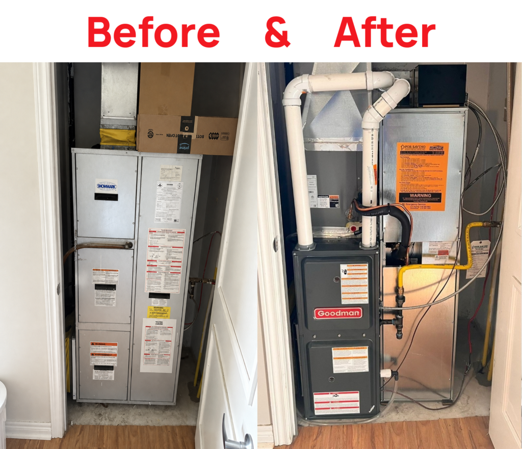 Skymark condo HVAC replacement with custom AC and Goodman furnace in Toronto